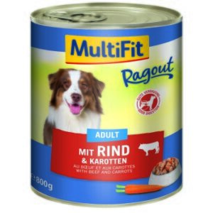 Hundefutter MultiFit Adult Ragout 6x800g Rind und Karotten