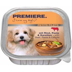 Hundefutter PREMIERE Petits Filets Rind, Pasta & Karotten 22×150 g