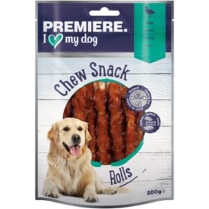 Hundefutter PREMIERE Chew Snack Kaustangen Rolls Ente 200g