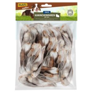 Hundefutter MultiFit Kaninchenohren 100g