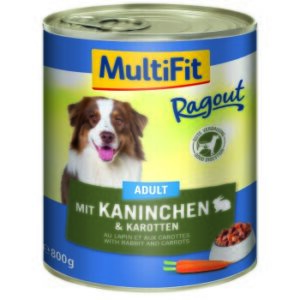 Hundefutter MultiFit Adult Ragout 6x800g Kaninchen & Karotten