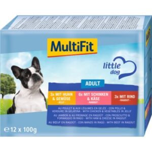 Hundefutter MultiFit Adult Little Dog Multipack 12x100g