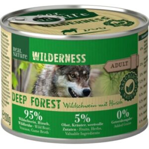 Hundefutter REAL NATURE WILDERNESS Nassfutter für Hunde Adult Deep Forest Wildschwein mit Hirsch 6×200 g