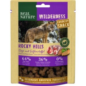 Hundefutter REAL NATURE WILDERNESS Crunchy Snack 225g Ziege mit Süßkartoffel