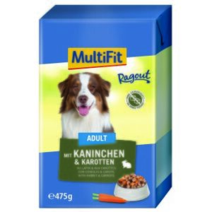 Hundefutter MultiFit Adult in Ragout 12 x 475 g Kaninchen & Karotten