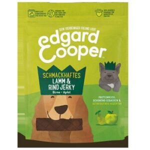 Hundefutter Edgard & Cooper Jerky Lamm & Rind mit Birne & Apfel 150g