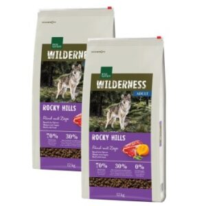 Hundefutter REAL NATURE WILDERNESS Rocky Hills Rind & Ziege 2×12 kg