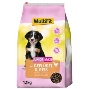 Hundefutter MultiFit Junior Maxi mit Geflügel & Reis 12kg