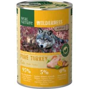 Hundefutter REAL NATURE WILDERNESS Nassfutter für Hunde Adult Pure Turkey 12×400 g