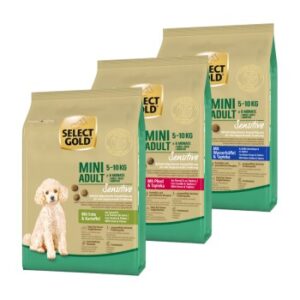 Hundefutter SELECT GOLD Sensitive Adult Mini Probierpaket 3x1kg Probierpaket 2, Mix-Pack