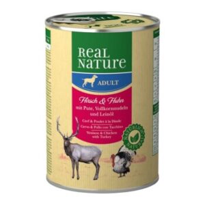 Hundefutter REAL NATURE Adult Hirsch & Huhn 12×400 g