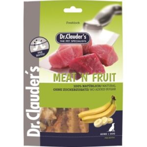 Hundefutter Dr. Clauder’s Meat`n Fruit Banane & Hühnchen Snack – 10x 80g