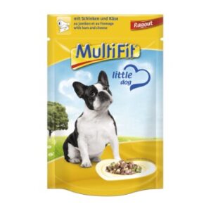 Hundefutter MultiFit Adult Little Dog Pouch Ragout 24x100g Schinken & Käse