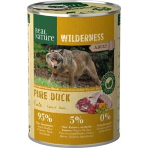 Hundefutter REAL NATURE WILDERNESS Nassfutter für Hunde Adult – Pure Duck 6x400g | Hochwertige Ernährung für Ihren Hund