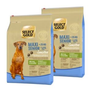 Hundefutter SELECT GOLD Sensitive Senior Maxi Ente & Kartoffel 2×4 kg