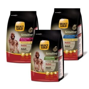 Hundefutter SELECT GOLD Sensitive Adult Medium Probierpaket 3x1kg – Wasserbüffel, Ente & Pferd für empfindliche Hunde