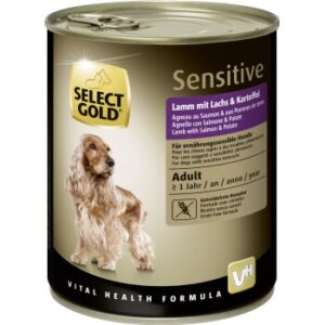 Hundefutter SELECT GOLD Sensitive Adult Lamm mit Lachs & Kartoffel 12×800 g