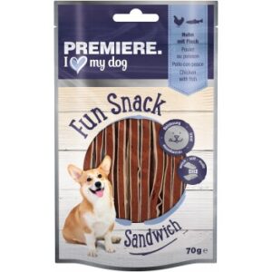 Hundefutter PREMIERE Fun Snack Sandwich Huhn mit Fisch 6×70 g