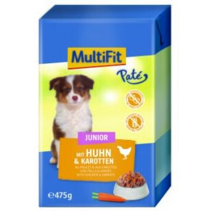 Hundefutter MultiFit in Paté Junior mit Huhn & Karotten 12 x 475 g