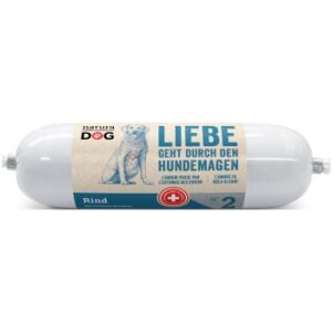 Hundefutter NaturaDog Wurst mit Rind und Gemüse 20×400 g