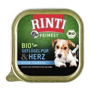 Hundefutter RINTI Feinest Bio Geflügel pur & Herz 11×150 g