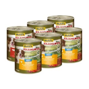 Hundefutter MultiFit Farmlove Adult Mixpaket Huhn und Rind 6x800g