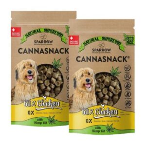 Hundefutter Sparrow CannaSnack mit CBD Huhn 150g 2×15 g