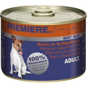 Hundefutter PREMIERE Best Meat Adult Geflügelherzen 12×185 g