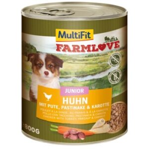 Hundefutter MultiFit Farmlove Junior Huhn mit Pute 6×800 g