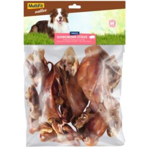 Hundefutter MultiFit Schweineohrstücke 500g – Natürlicher Snack für Hunde, reich an Geschmack und Gesundheit