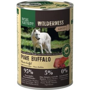 Hundefutter REAL NATURE WILDERNESS Nassfutter für Hunde Adult Pure Buffalo Wasserbüffel 12×400 g