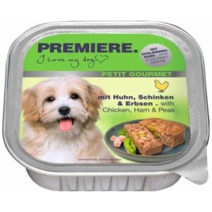 Hundefutter PREMIERE Petit Gourmet Schlemmerkern Huhn, Schinken & Erbsen 11×150 g