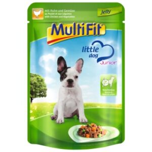 Hundefutter MultiFit Junior Little Dog Pouch Jelly Huhn & Gemüse 24x100g