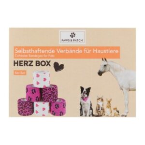 Hundebedarf Paws & Patch selbsthaftende Verbände Herz-Box 6er Set