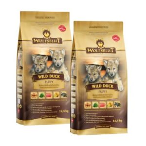 Hundefutter WOLFSBLUT Puppy Wild Duck Entenfleisch mit Kartoffel 2×12.5 kg