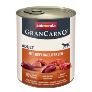 Hundefutter animonda GranCarno Original Adult Geflügelherzen 12×800 g