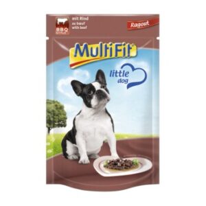 Hundefutter MultiFit Adult Little Dog Pouch Ragout 24x100g Rind