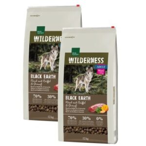 Hundefutter REAL NATURE WILDERNESS Maxi Adult Black Earth Rind mit Strauß & Büffel 2×12 kg