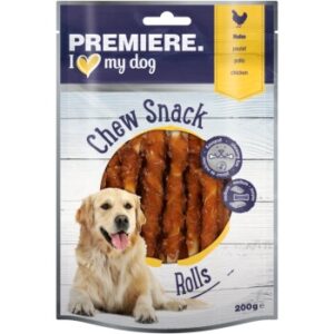 Hundefutter PREMIERE Chew Snack Kaustangen Rolls Huhn 200g