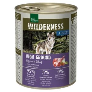 Hundefutter REAL NATURE WILDERNESS Nassfutter für Hunde Adult Ziege und Schaf 12×800 g