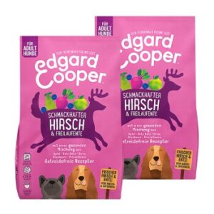 Hundefutter Edgard & Cooper Schmackhafter Hirsch & Freilaufente Adult 2×12 kg