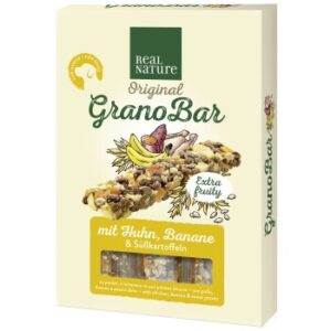 Hundefutter REAL NATURE Grano Bar Riegel 4 Stück, 100g mit Huhn, Banane & Süßkartoffeln