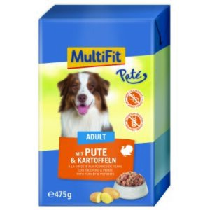 Hundefutter MultiFit Adult in Paté mit Pute & Kartoffeln 12 x 475 g