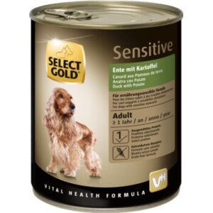 Hundefutter SELECT GOLD Sensitive Adult Ente mit Kartoffel 24×800 g