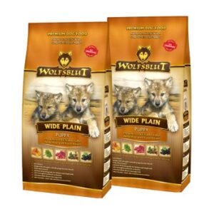 Hundefutter WOLFSBLUT Puppy Wide Plain Pferdefleisch mit Süßkartoffel 2×2 kg