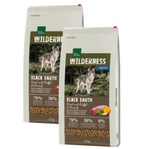 Hundefutter REAL NATURE WILDERNESS Black Earth Rind & Büffel 2×12 kg