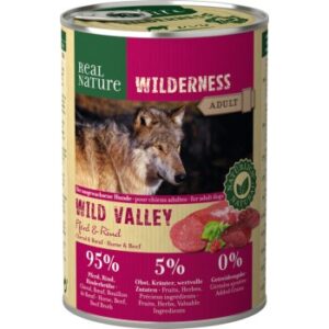 Hundefutter REAL NATURE WILDERNESS Nassfutter für Hunde Adult Wild Valley Pferd & Rind 6×400 g