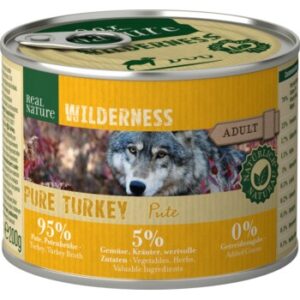 Hundefutter REAL NATURE WILDERNESS Nassfutter für Hunde Adult Pure Turkey 12×200 g