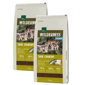 Hundefutter REAL NATURE WILDERNESS Junior True Country: Hundefutter mit Huhn und Fisch – 2×12 kg für gesunde Ernährung