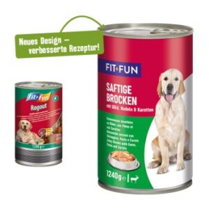 Hundefutter FIT+FUN Ragout 6x1240g Wild, Nudeln & Karotten